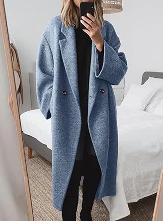 Damen Wollmantel mit strukturiertem Design und oversized Schnitt EB
