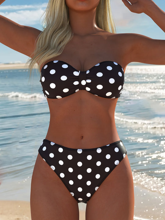 Damen Bikini-Set mit stilvollem Bandeau-Oberteil und elegantem hoch geschnittenen Höschen EB