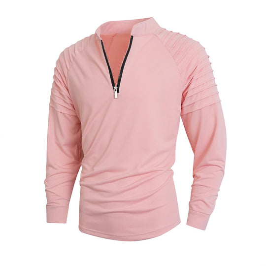Herren Langarmshirt mit modernem Stehkragen und Reißverschluss EB