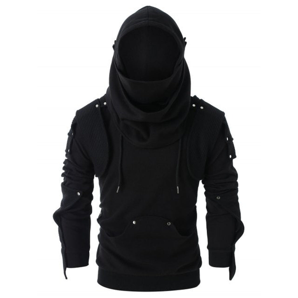 Herren stylischer Hoodie mit innovativem Kragen und praktischen Taschen EB