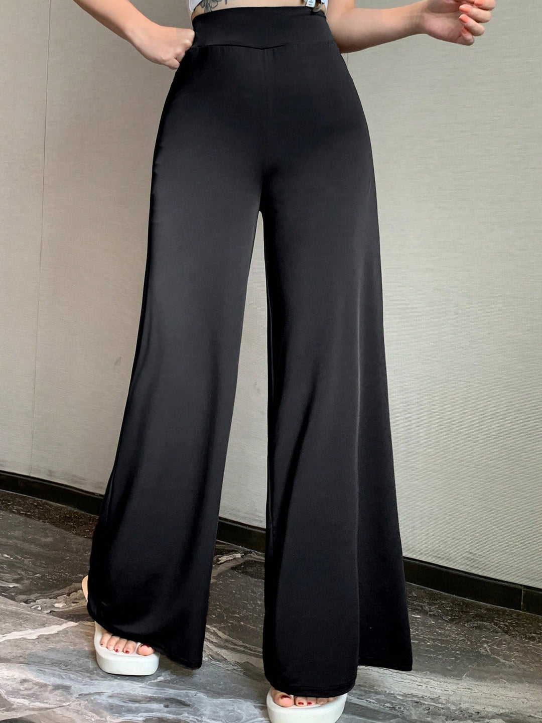 Damen Hochtaillierte Palazzo-Hose EB