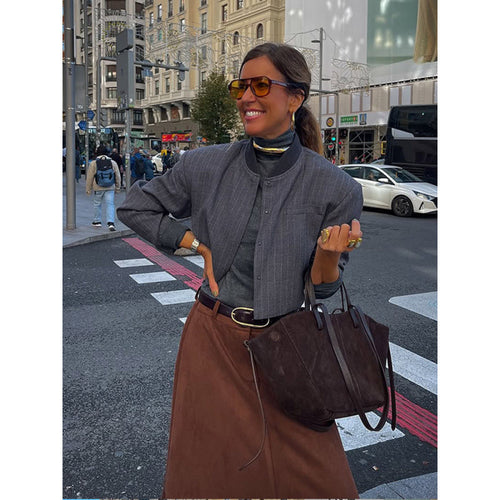 Damen modische und lässige Bomberjacke im minimalistischen Design EB