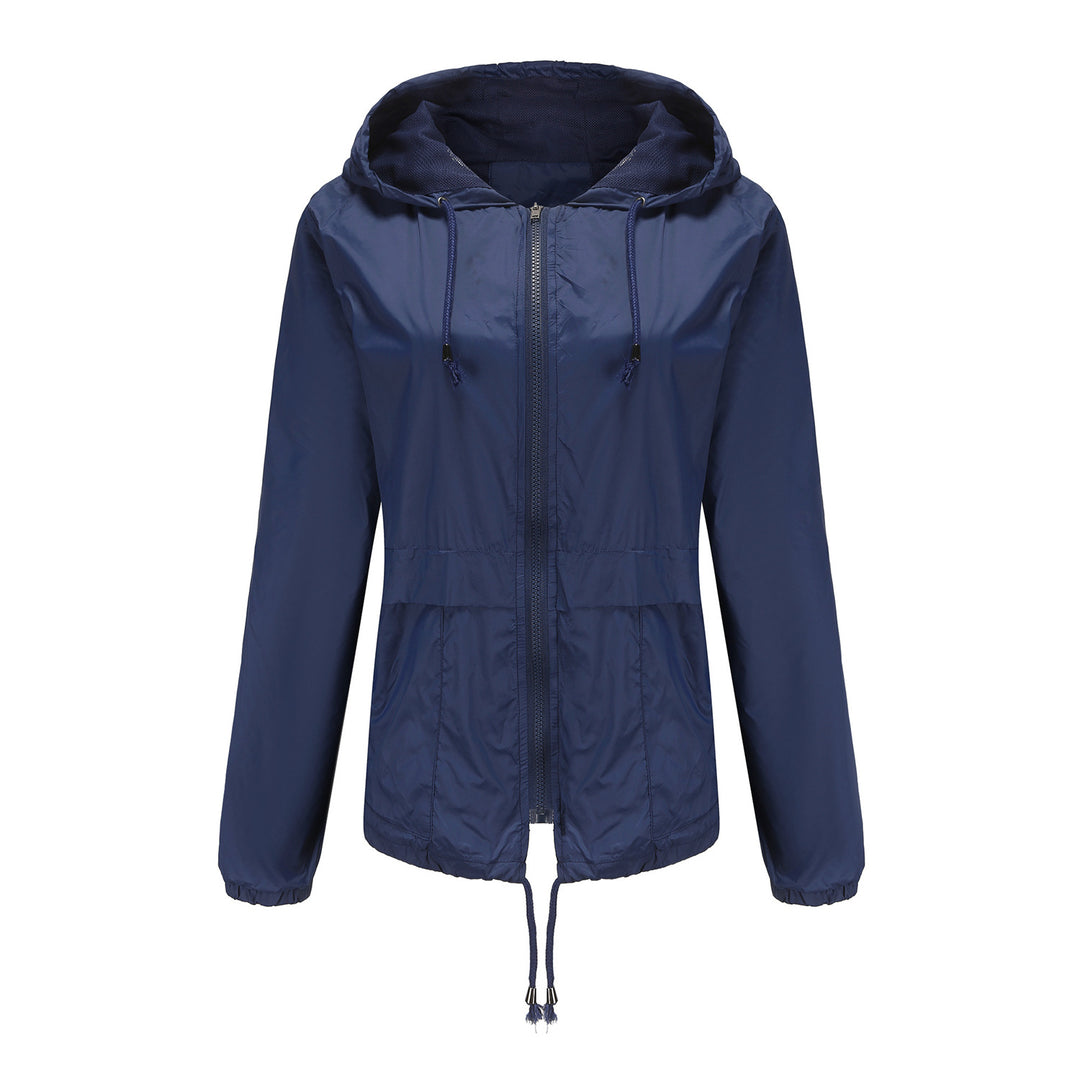 Damen nan leichte Windjacke mit Kapuze Mesh-Futter Kordelzug und Reißverschluss EB