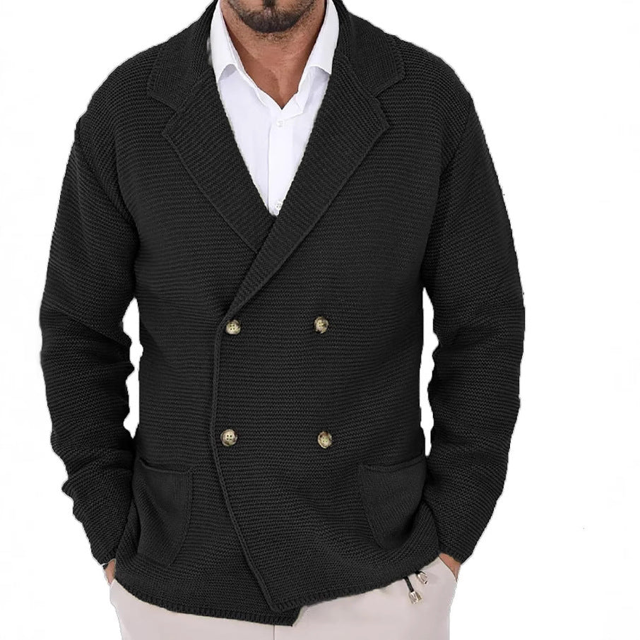 Herren Strickjacke mit modischem Schalkragen und dekorativen Knöpfen EB