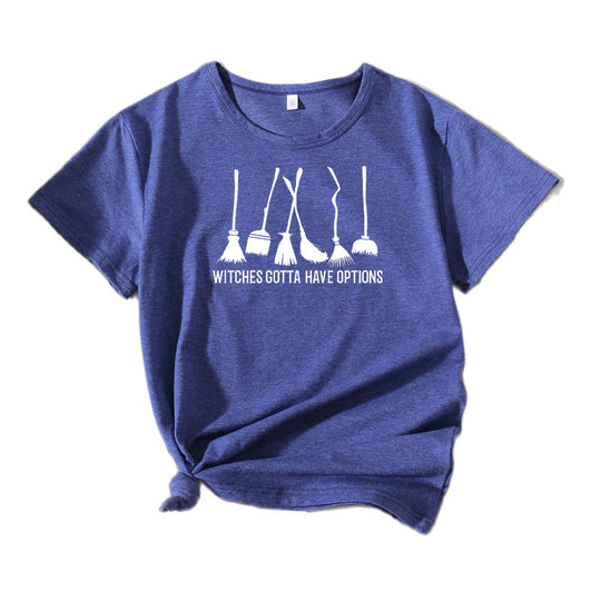 Frauen Grafik Besenstiel Humor T-Shirt Heidi-Mode