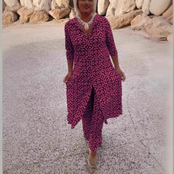 Damen Maxikleid mit raffiniertem Muster und asymmetrischem Saum EB