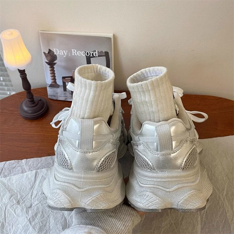 Damen Sportliche High-Top Sneakers mit atmungsaktivem Mesh-Obermaterial und modischem Design EB