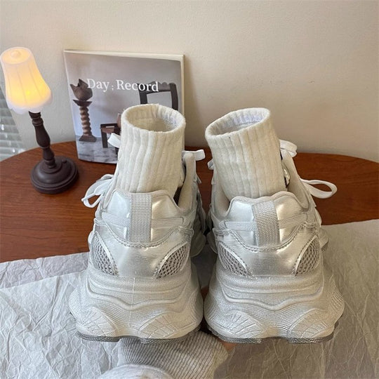 Damen Sportliche High-Top Sneakers mit atmungsaktivem Mesh-Obermaterial und modischem Design EB