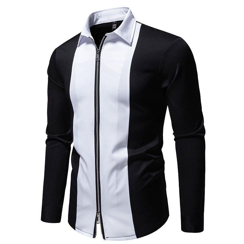 Herren Sportliches Langarmshirt mit modernem Reißverschluss und kontrastierenden Farben EB