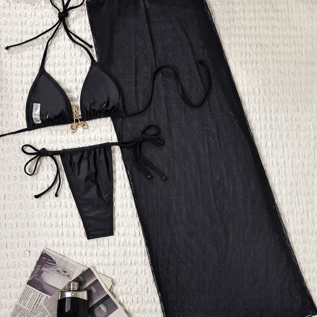 Damen Bikiniset mit transparentem Strandüberwurf EB