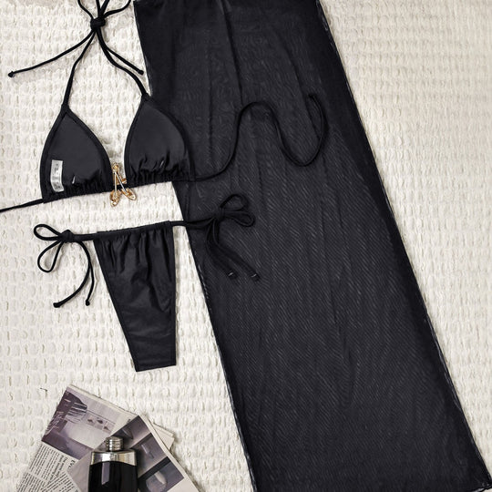 Damen Bikiniset mit transparentem Strandüberwurf EB