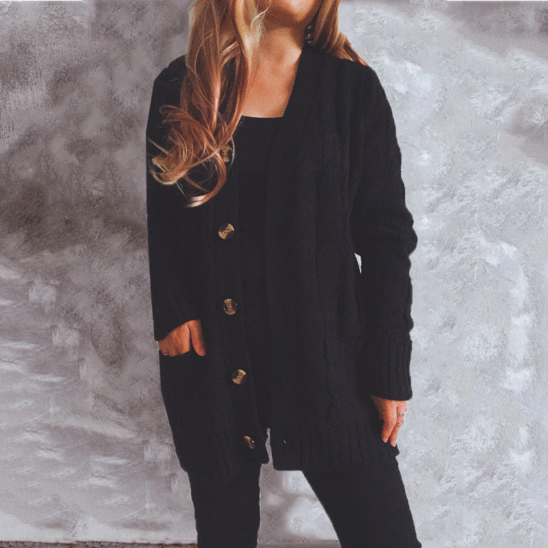 Damen Grobstrickjacke mit eleganten Knopfdetails und lässigem Schnitt EB