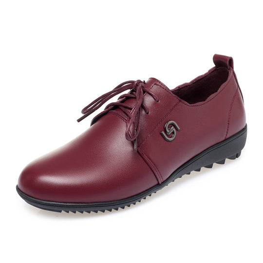 Damen Bequeme Schnürschuhe aus hochwertigem Leder mit rutschfester Sohle EB