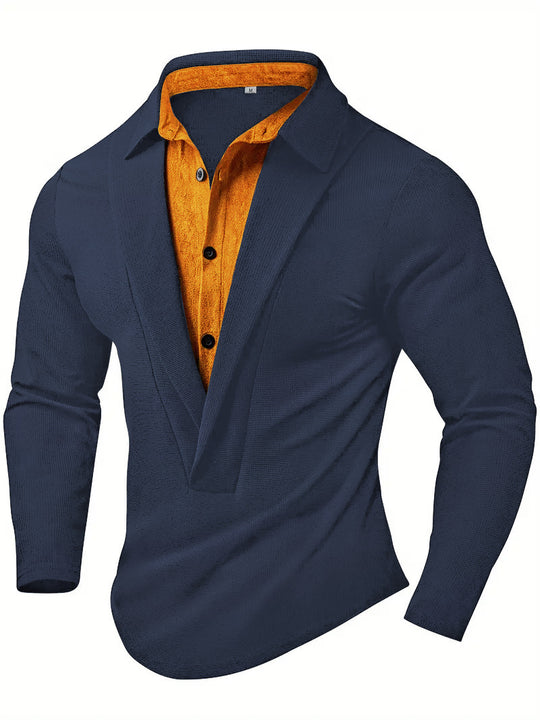 Herren Elegantes Langarmhemd mit modernem Kragen und texturiertem Design EB