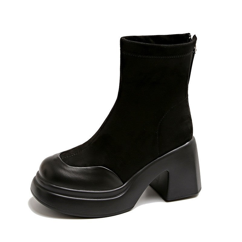 Damen Hohe Plateau-Stiefeletten aus velourslederlook EB