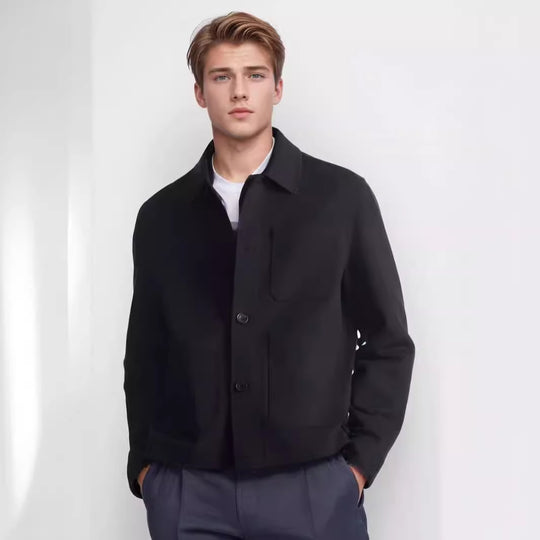 Herren moderne Utility-Jacke mit praktischen Taschen und hohem Kragen EB
