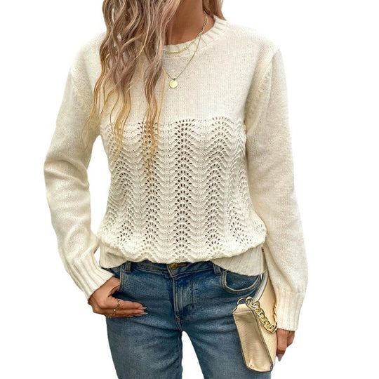 Damen Strickpullover mit raffiniertem Wellenmuster sowie hoher Flexibilität EB