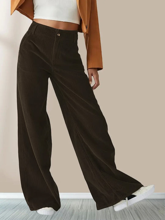 Damen Weit geschnittene Stoffhose mit eleganten Taschen EB