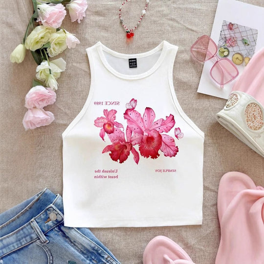 Damen ärmelloses Tanktop mit fröhlichem Kirschmotiv EB