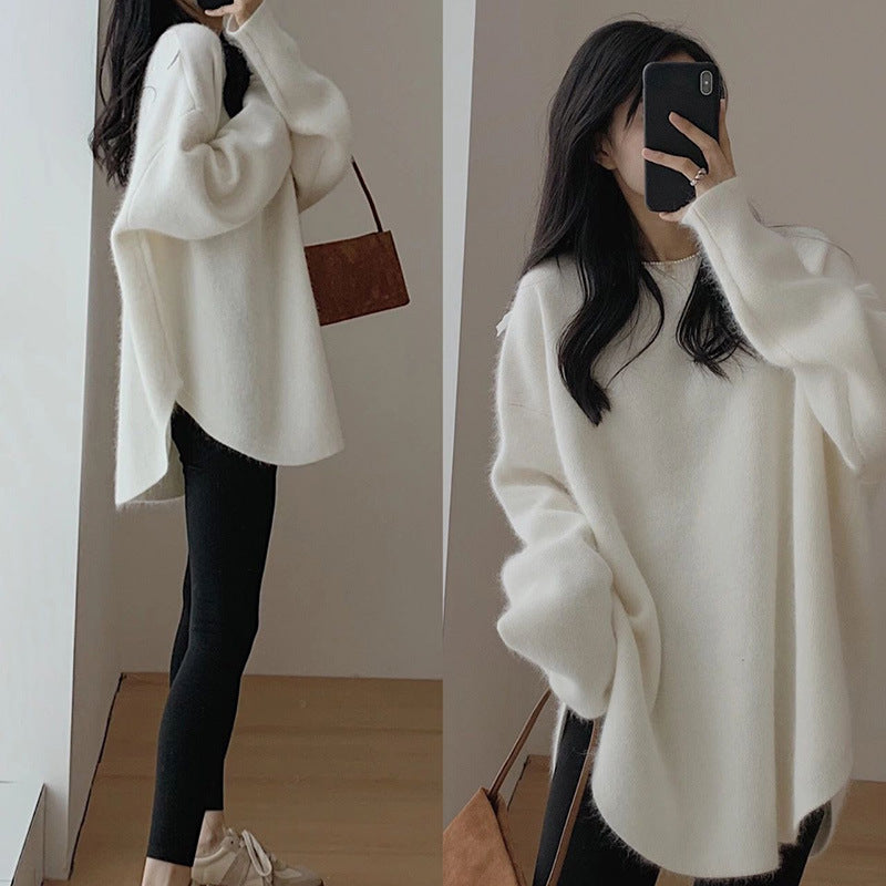 Damen Oversized Strickpullover mit lässigem Schnitt und voluminösen Ärmeln EB