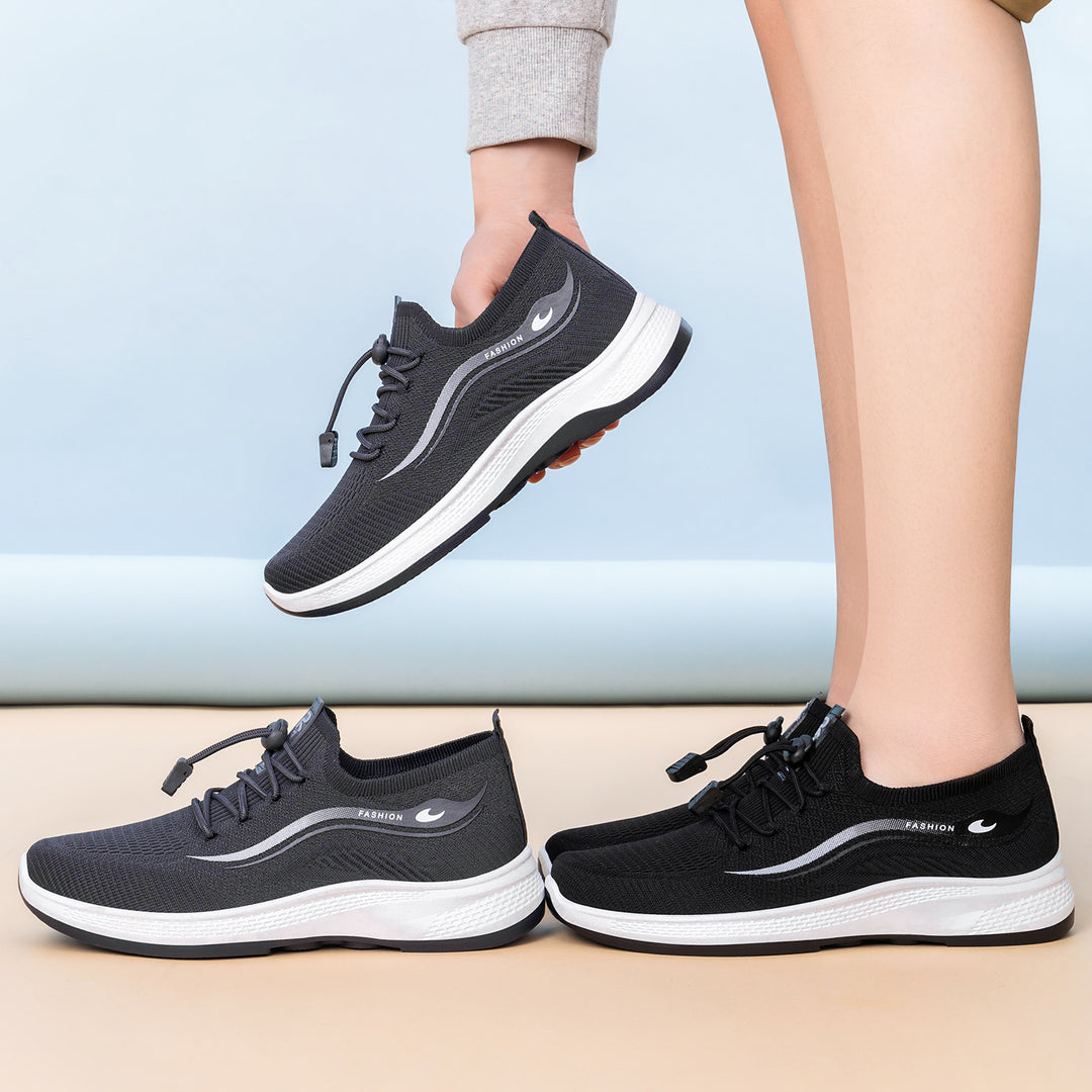 Damen Modische und bequeme Sport-Sneaker mit elastischem Schnellschnürsystem EB