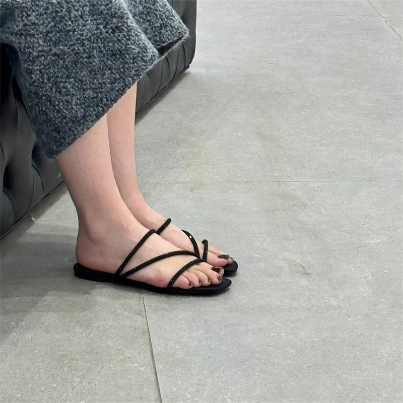 Damen Elegante und glamouröse Sandalen mit funkelnden Riemen EB