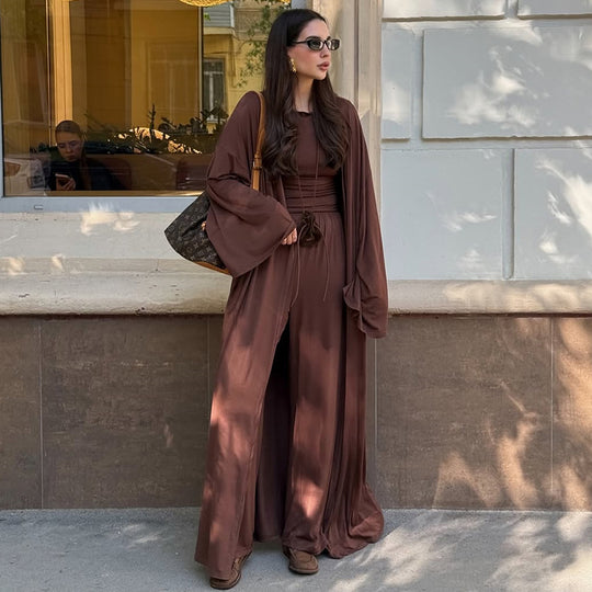 Damen weiter geschnittenes Jumpsuit-Set mit lässigen Ärmeln EB