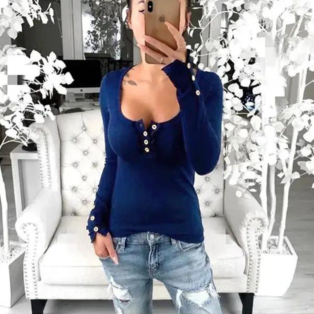 Damen Langarmshirt mit eleganten Knopfdetails EB