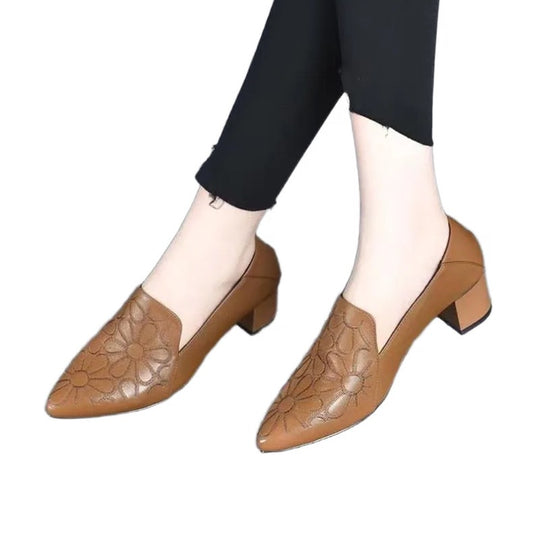 Damen Elegante und modische Slingback-Pumps mit Blumendesign und Blockabsatz EB