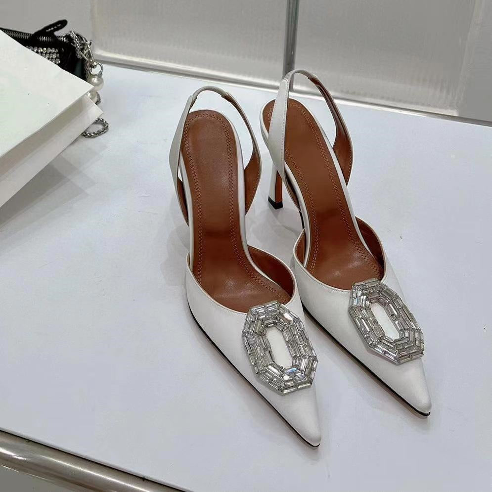 Damen Glamouröse Slingback High Heels mit funkelndem Schmuckdetail EB