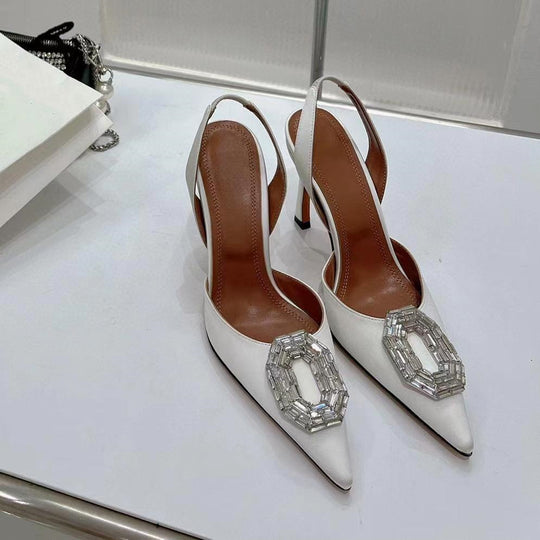 Damen Glamouröse Slingback High Heels mit funkelndem Schmuckdetail EB