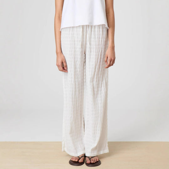 Damen Leichte Palazzo-Loungehose aus Crinkle-Gauze mit hoher Komfort-Taille EB
