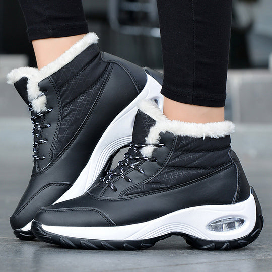 Damen Winterboots mit modischem Kunstfellkragen und rutschfester Sohle EB