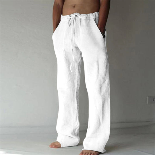 Herren nan lockere Leinenhose mit weitem Bein und Kordelzugbund EB