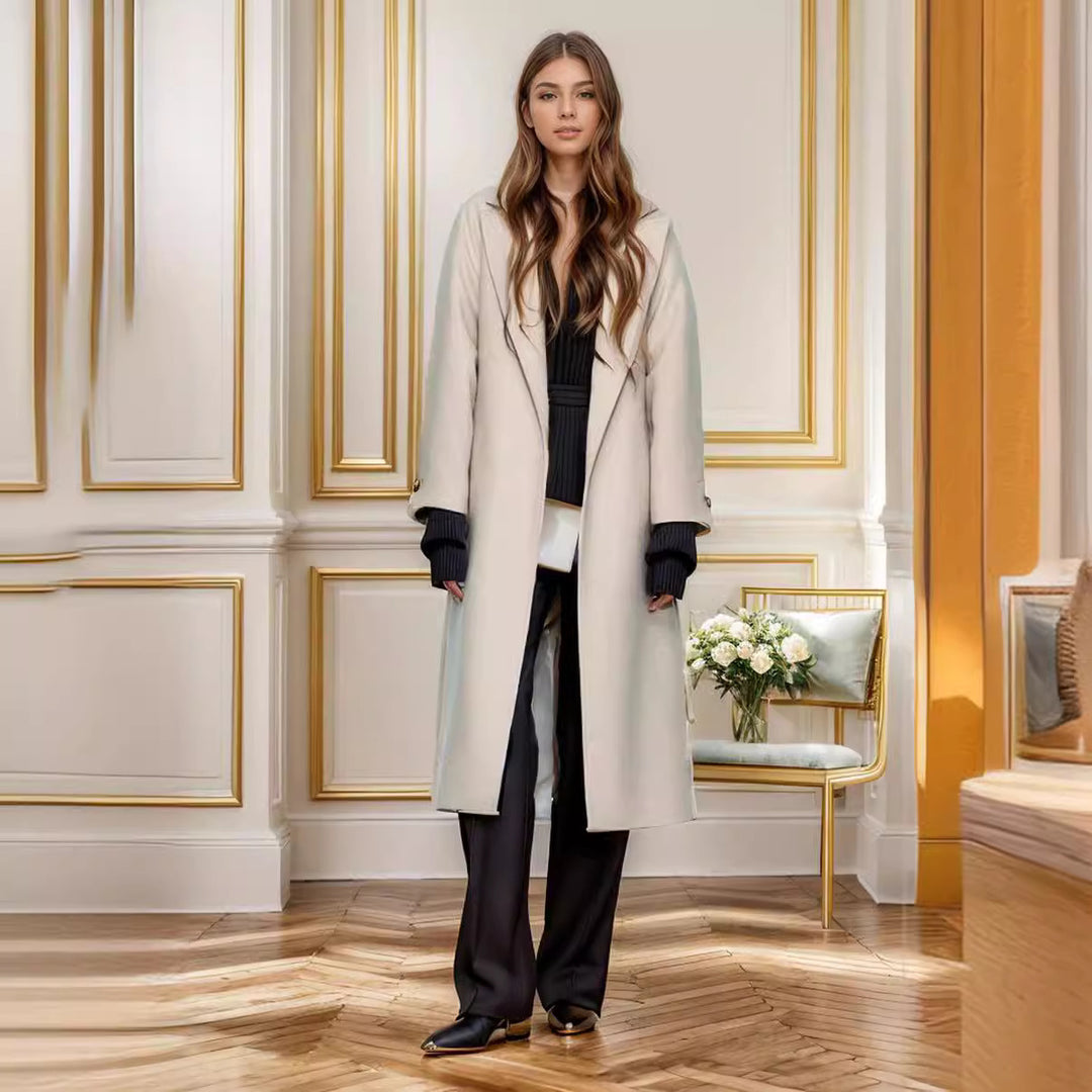 Damen eleganter Übermantel mit weitem Schnitt und Gürtel EB