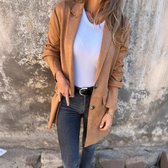 Damen modische und taillierte Longjacke EB