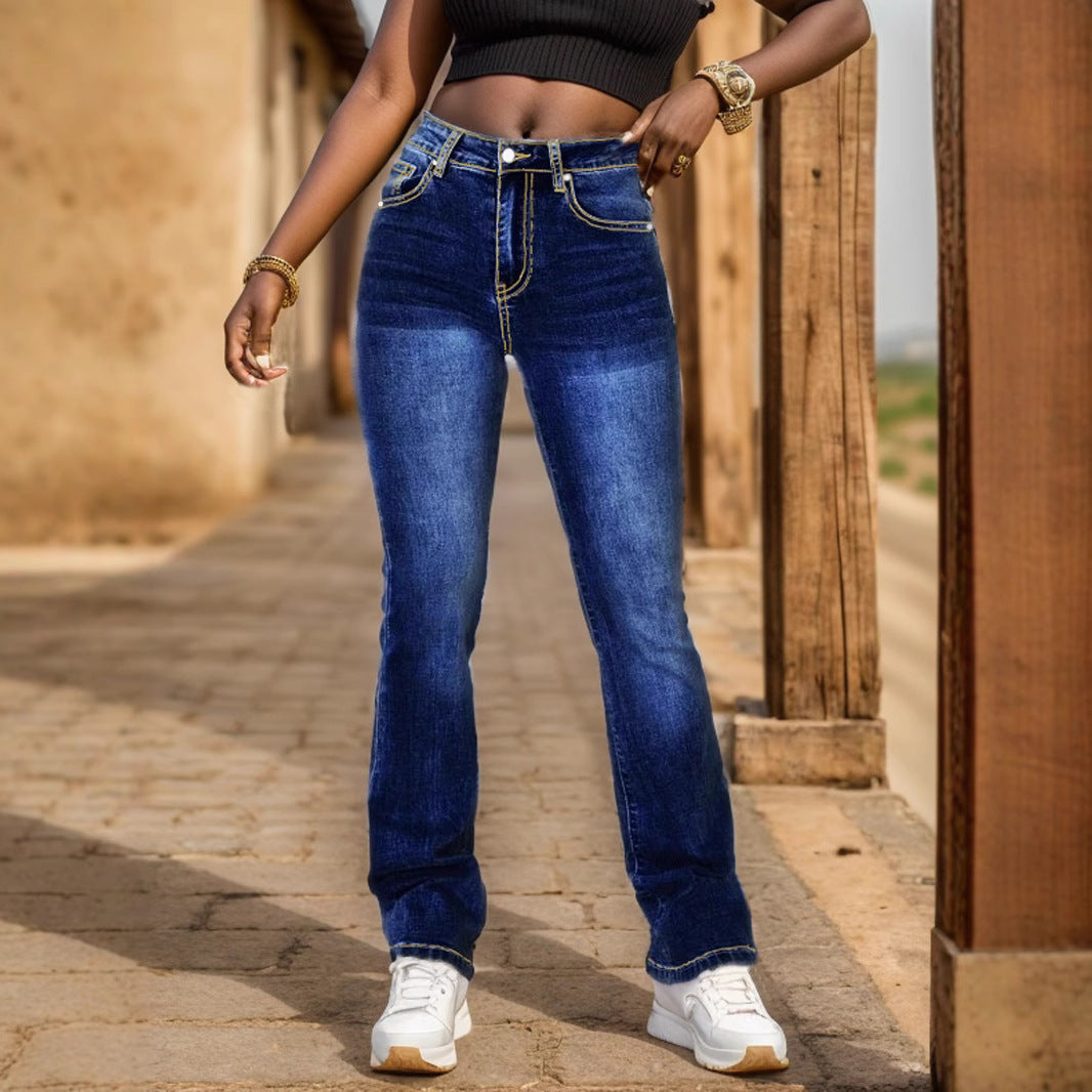 Damen Hochgeschnittene Jeans EB