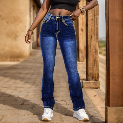 Damen Hochgeschnittene Jeans EB