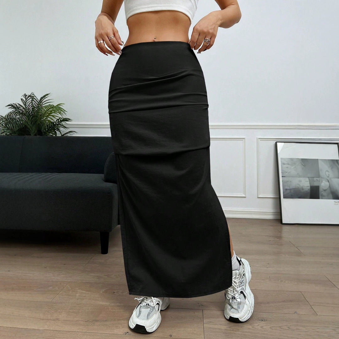 Damen Longskirt mit seitlichem Schlitz und elastischem Bund EB