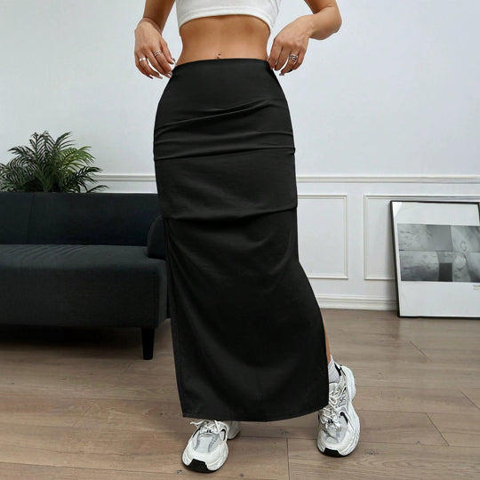 Damen Longskirt mit seitlichem Schlitz und elastischem Bund EB