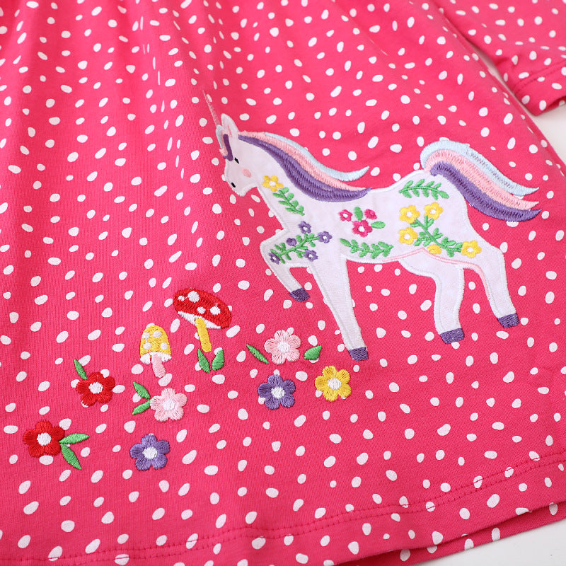 Mädchen Langarmkleid mit verspieltem Einhorn-Motiv EB