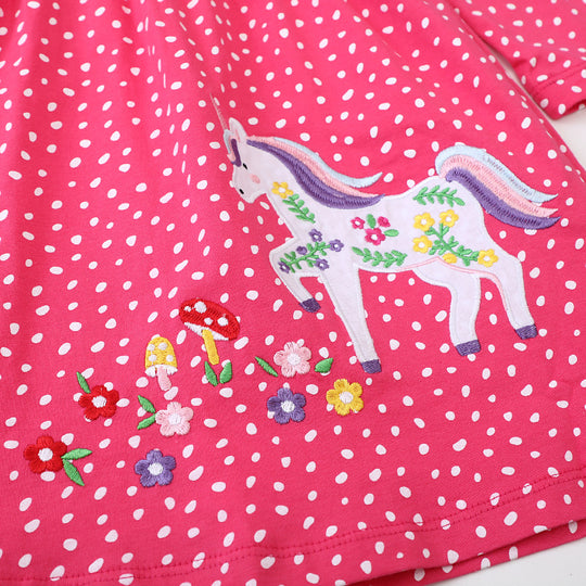 Mädchen Langarmkleid mit verspieltem Einhorn-Motiv EB