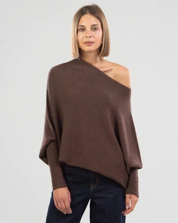 Damen Oversized Pullover mit weitem Schnitt und eleganten Details EB