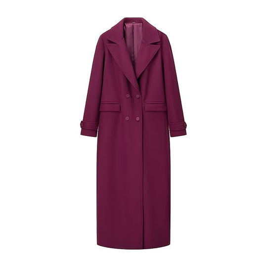 Damen eleganter und lässiger Langmantel mit doppelter Knopfreihe EB