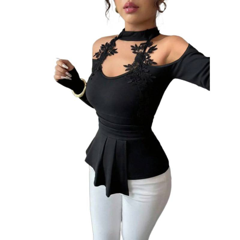 Damen Oberteil mit transparenten Spitzendetails und elegantem Schnitt EB