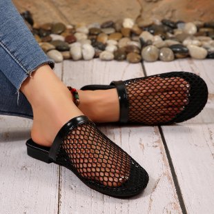Damen elegante Mules mit glänzendem Obermaterial EB