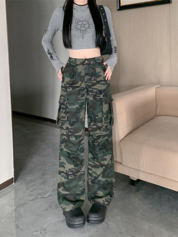 Damen Cargohose im modischen Camouflage-Design mit praktischen Taschen EB