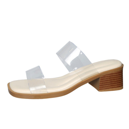 Damen transparente Absatzsandalen mit stilvollem Blockabsatz EB