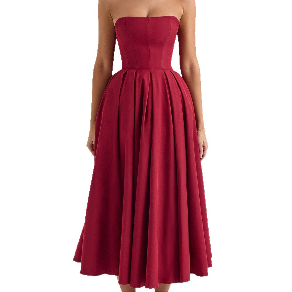 Damen Maxi Kleid mit tailliertem Oberteil und schwingendem Rock EB