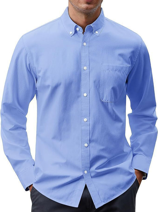 Herren nan Slim-Fit Oxford-Hemd mit Button-Down-Kragen, Brusttasche und elastischer Baumwollmischung EB